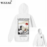 WZZAE Japanese Embroidery Funny Cat Wave Printed Fleece Hoodies 2020 Winter Japan Style Hip Hop Casual Sweatshirts Streetwear