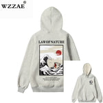 WZZAE Japanese Embroidery Funny Cat Wave Printed Fleece Hoodies 2020 Winter Japan Style Hip Hop Casual Sweatshirts Streetwear