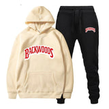 fashion brand Backwoods Men's Set Fleece Hoodie Pant Thick Warm Tracksuit Sportswear Hooded Track Suits Male Sweatsuit Tracksuit